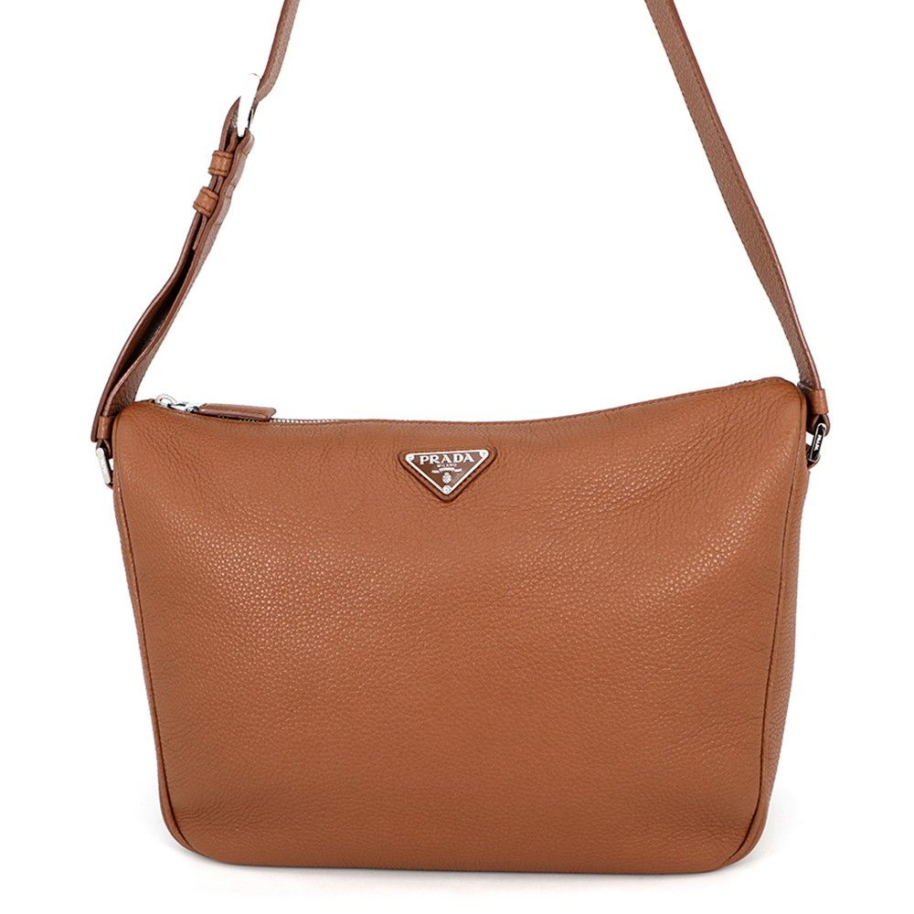 Prada Shoulder Bag Vitello Daino Gray Leather