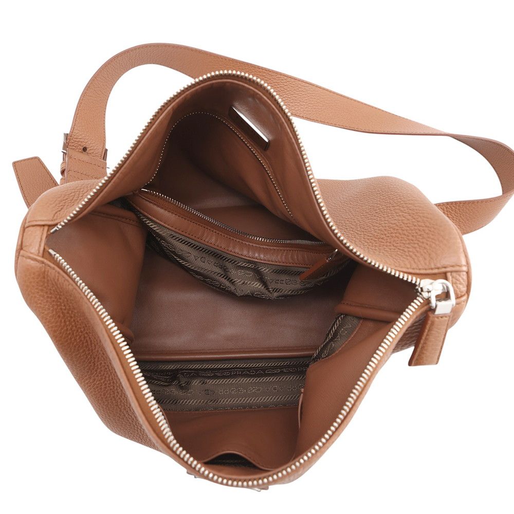 Prada Shoulder Bag Vitello Daino Gray Leather — view 5