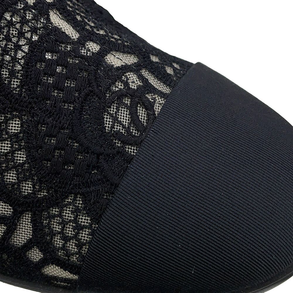 Chanel Short Boots CC Logo Embroidery Grosgrain 37 1 2C Shoes Black — view 5