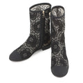 Chanel Short Boots CC Logo Embroidery Grosgrain 37 1 2C Shoes Black
