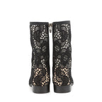 Chanel Short Boots CC Logo Embroidery Grosgrain 37 1 2C Shoes Black — view 3