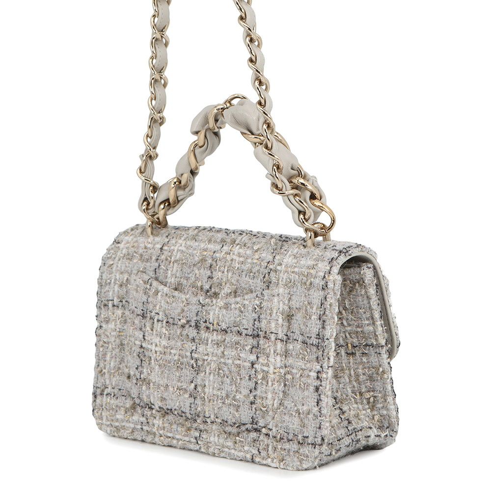 Chanel Chain Shoulder Bag CC Logo Quilted Single Flap Tweed — view 2