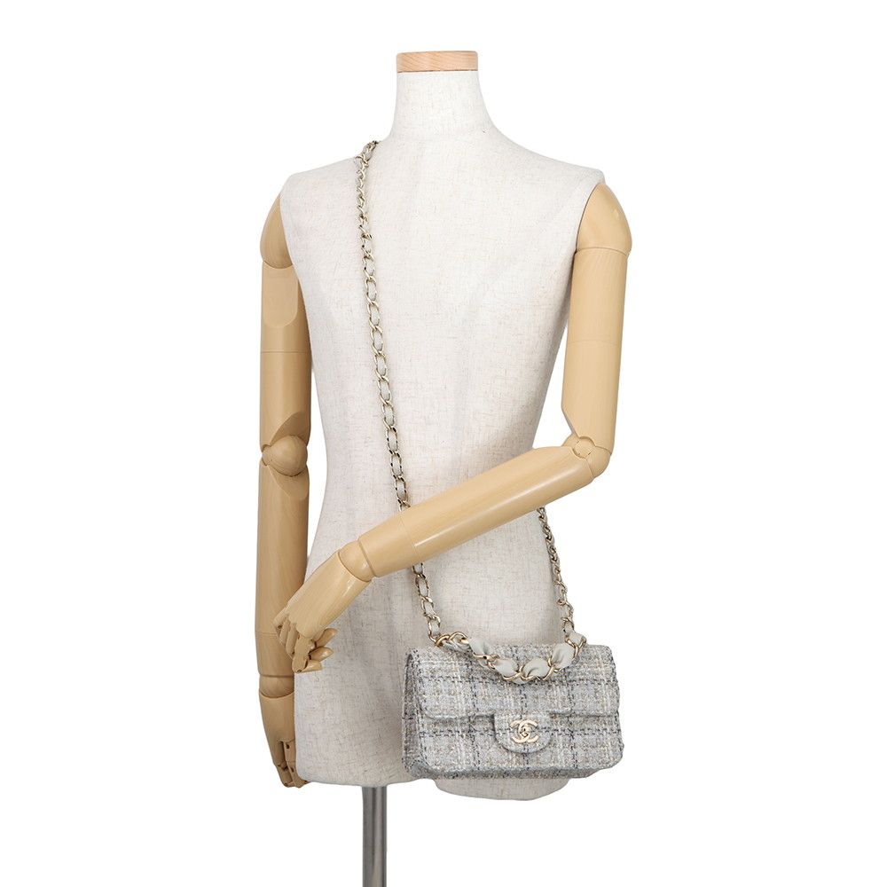 Chanel Chain Shoulder Bag CC Logo Quilted Single Flap Tweed — view 5