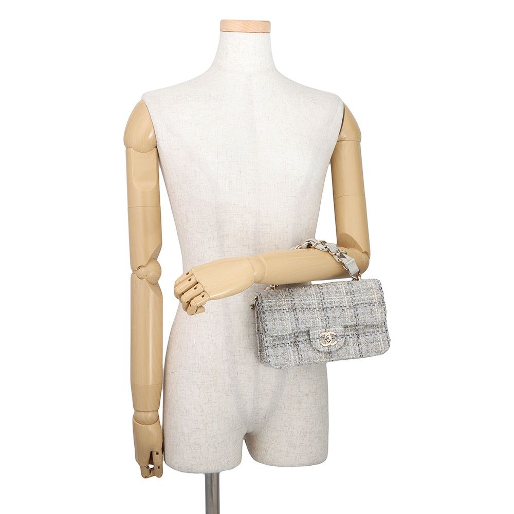 Chanel Chain Shoulder Bag CC Logo Quilted Single Flap Tweed — view 4