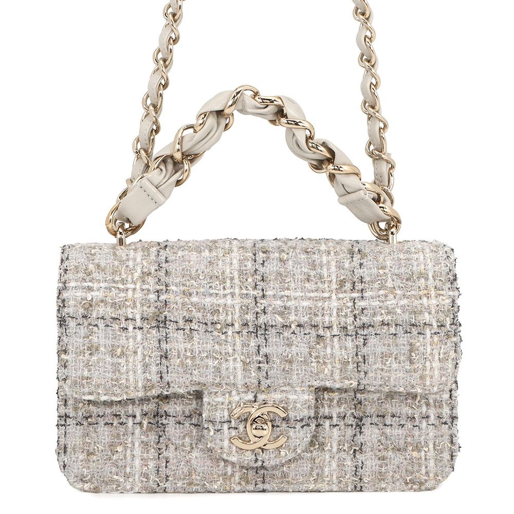 Chanel Chain Shoulder Bag CC Logo Quilted Single Flap Tweed