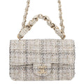 Chanel Chain Shoulder Bag CC Logo Quilted Single Flap Tweed