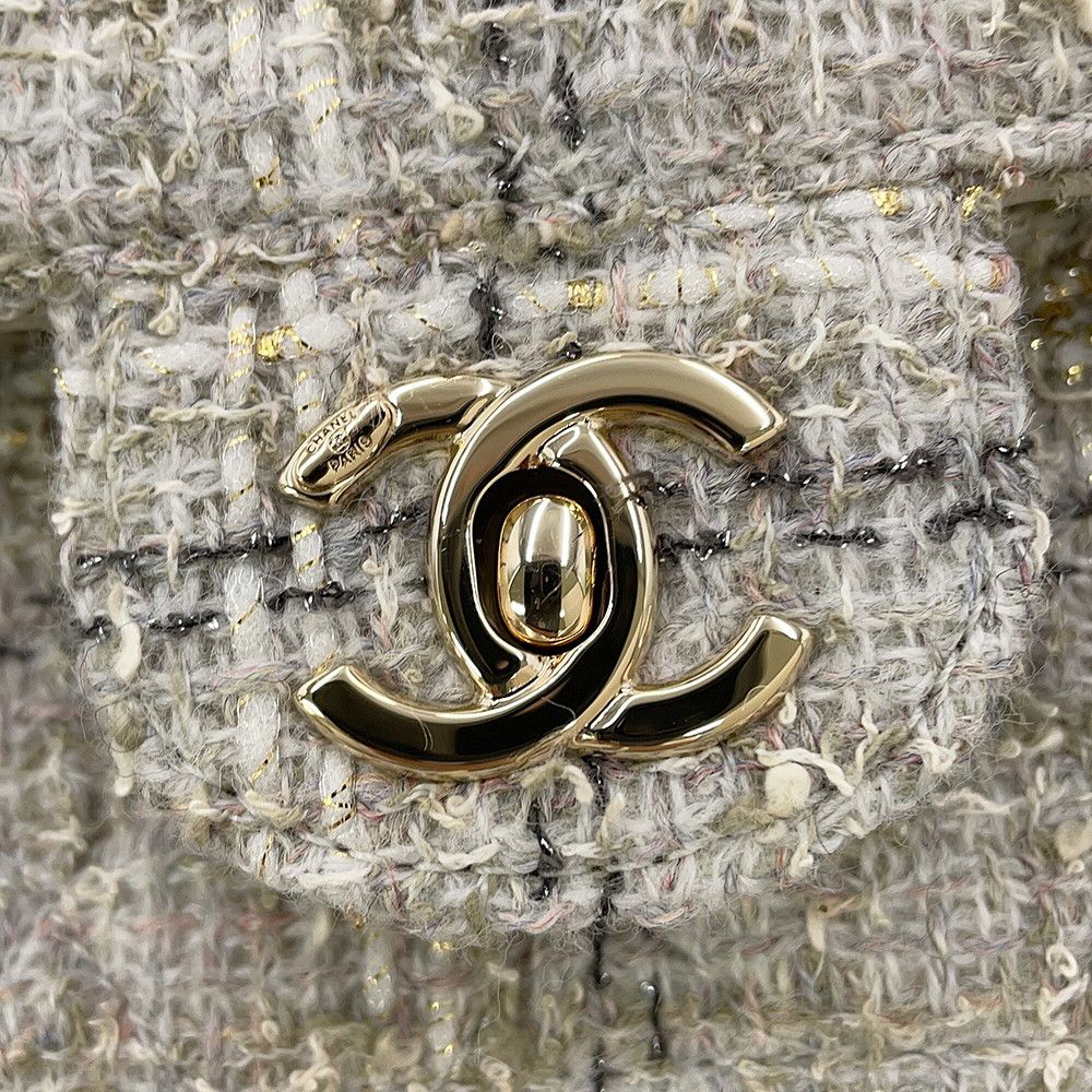 Chanel Chain Shoulder Bag CC Logo Quilted Single Flap Tweed — view 8