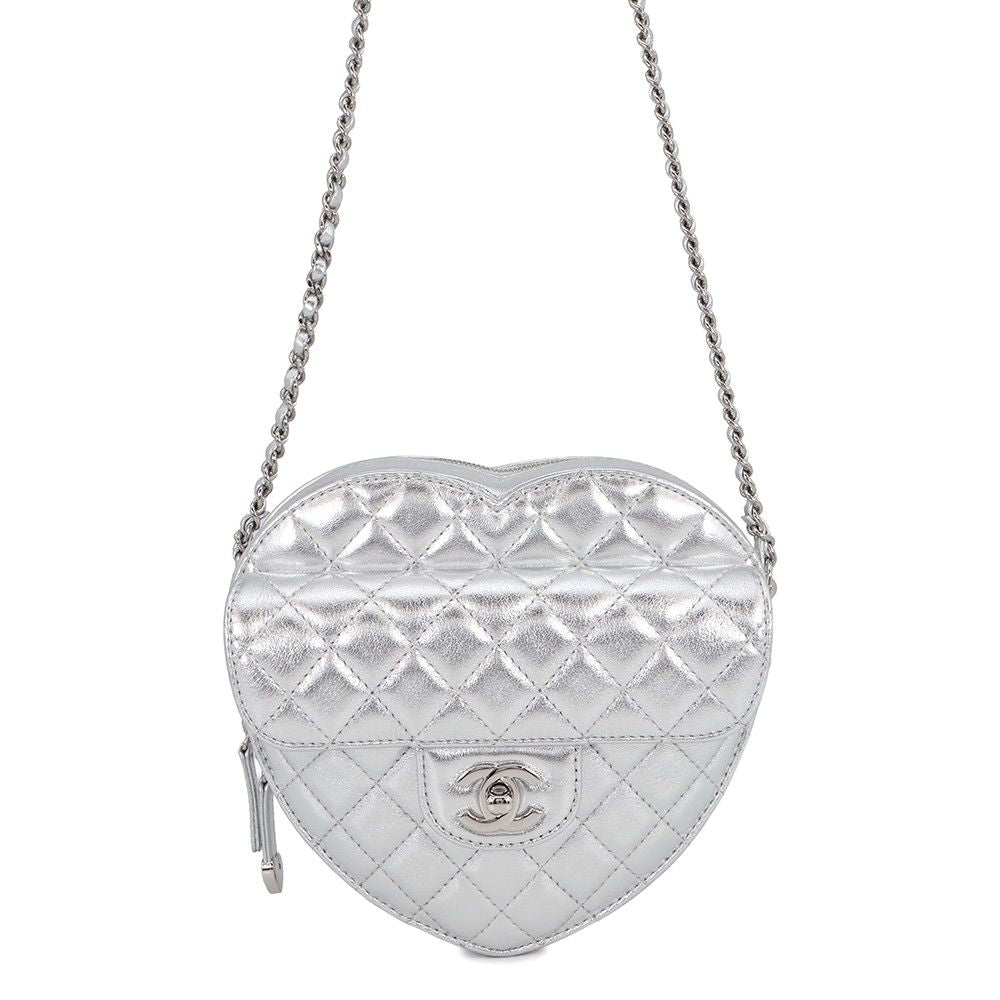 Chanel Chain Shoulder Bag Quilted CC Logo Heart