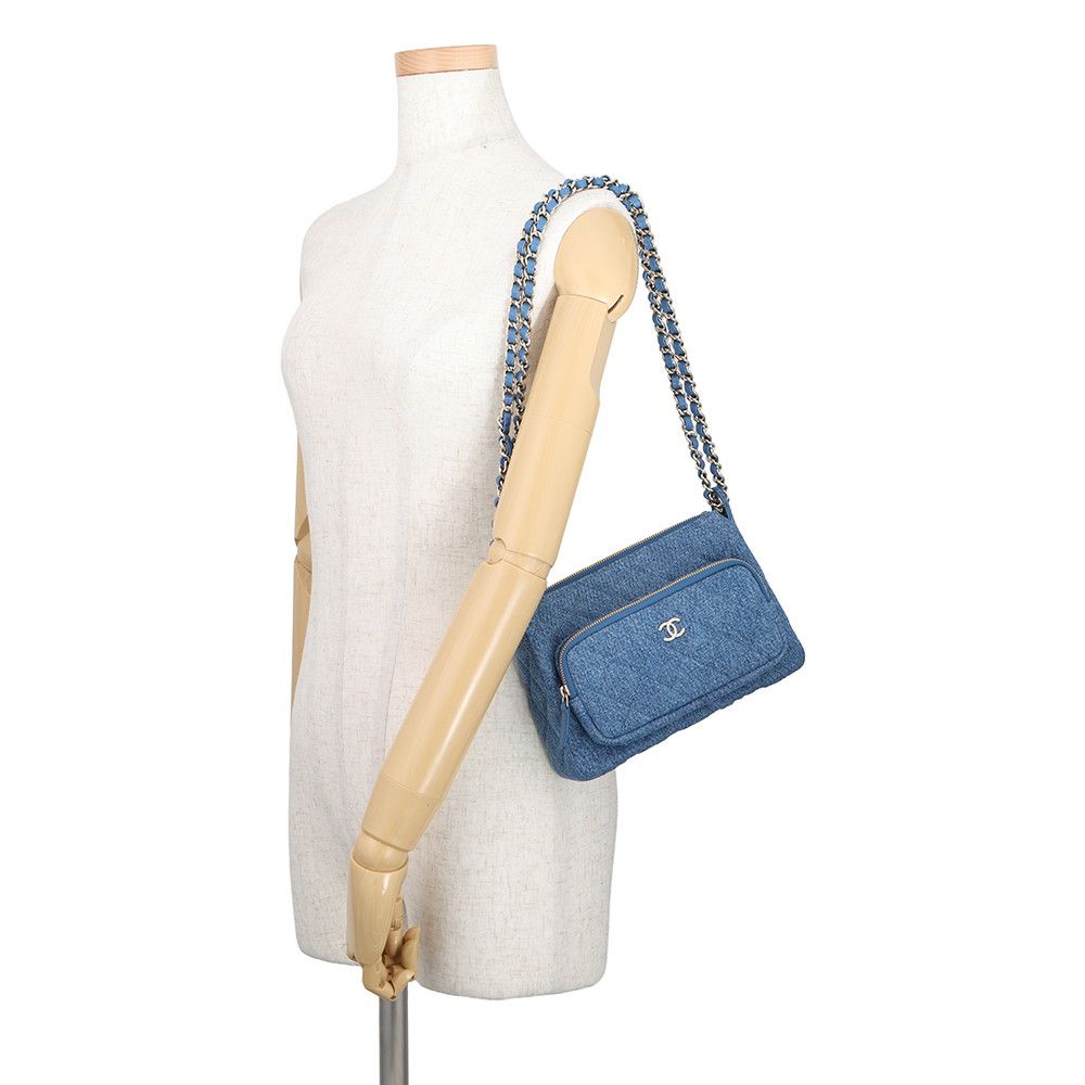 Chanel Chain Shoulder Bag Quilted CC Logo Denim 2-Way — view 4