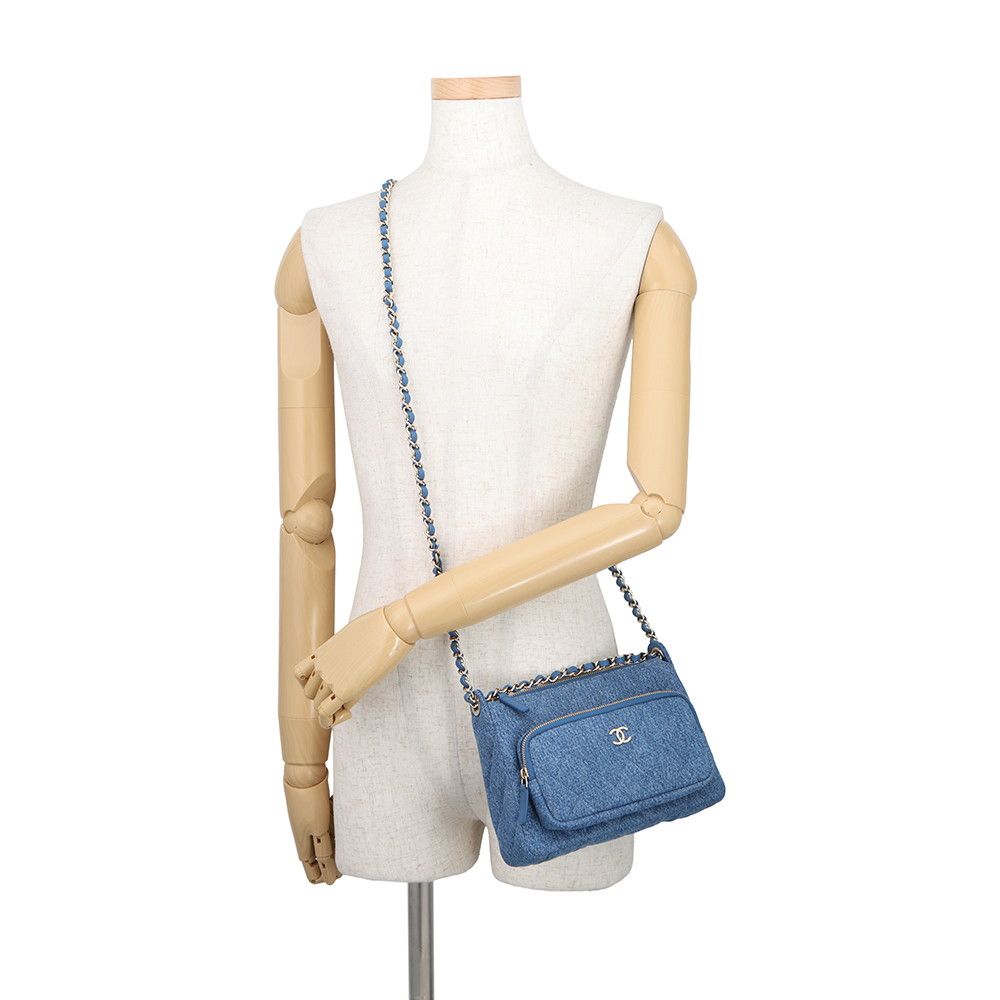Chanel Chain Shoulder Bag Quilted CC Logo Denim 2-Way — view 5