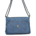 Chanel Chain Shoulder Bag Quilted CC Logo Denim 2-Way