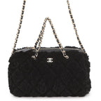 Chanel Handbag Quilted CC Logo Mini Boston Shearling 2-Way Black