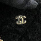 Chanel Handbag Quilted CC Logo Mini Boston Shearling 2-Way Black — view 9