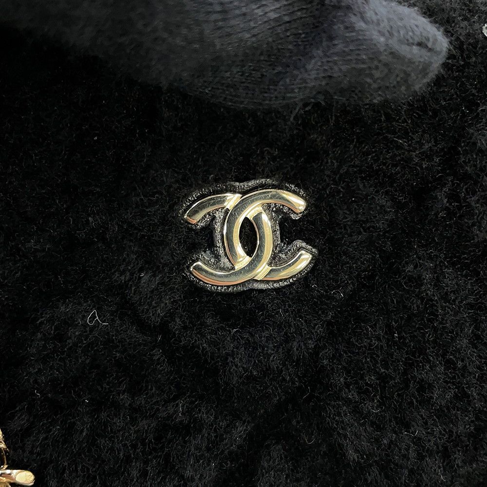 Chanel Handbag Quilted CC Logo Mini Boston Shearling 2-Way Black — view 9