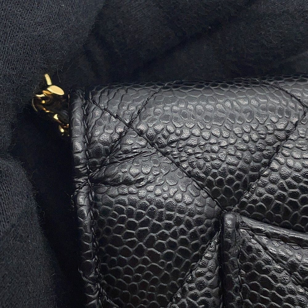 Chanel Chain Wallet Classic Quilted CC Logo Caviar Leather Black Shoulder — view 8
