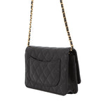 Chanel Chain Wallet Classic Quilted CC Logo Caviar Leather Black Shoulder — view 2
