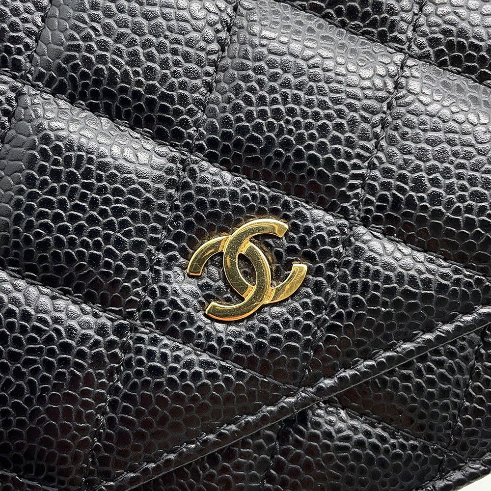 Chanel Chain Wallet Classic Quilted CC Logo Caviar Leather Black Shoulder — view 7