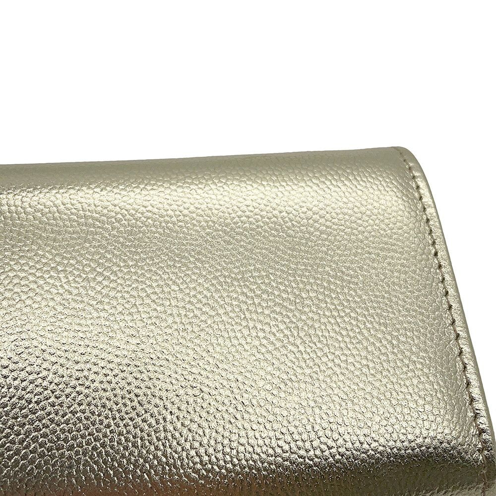 Chanel Trifold Wallet Quilted CC Logo Small Flap Metallic Caviar Leather — view 7