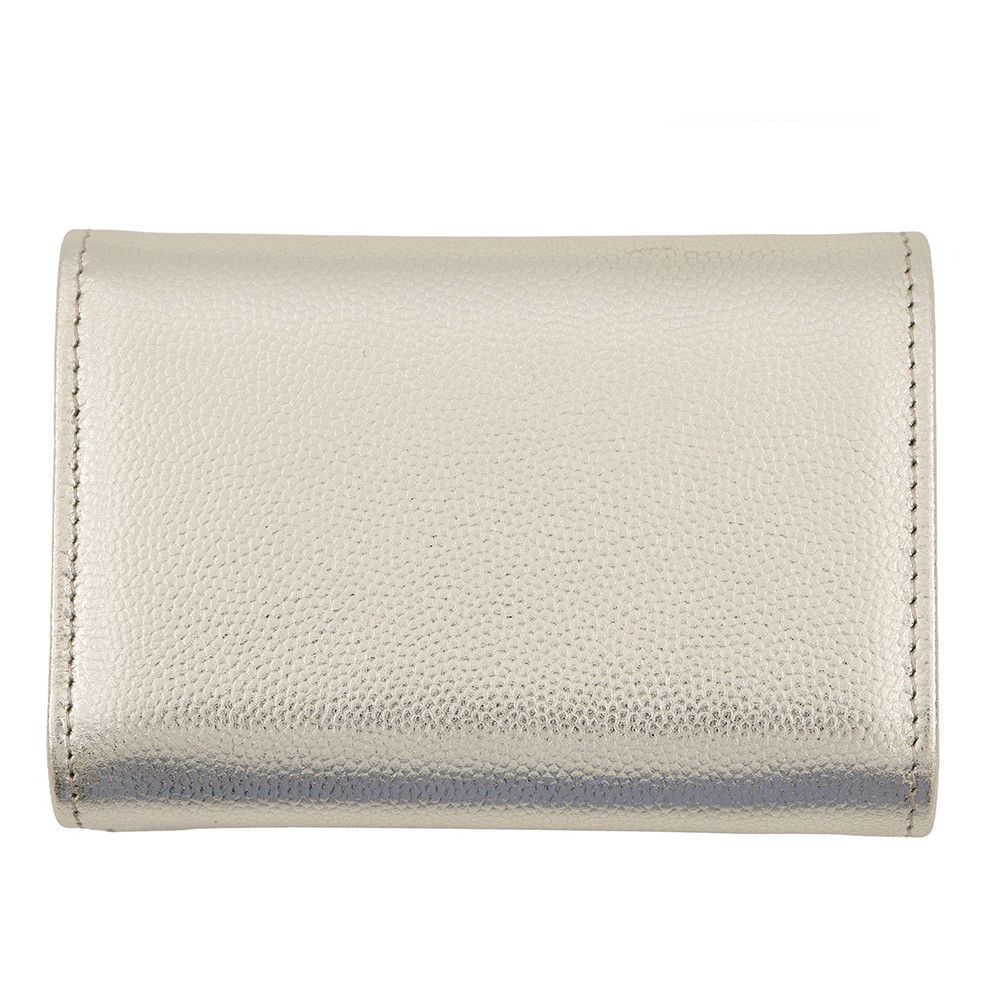 Chanel Trifold Wallet Quilted CC Logo Small Flap Metallic Caviar Leather — view 3