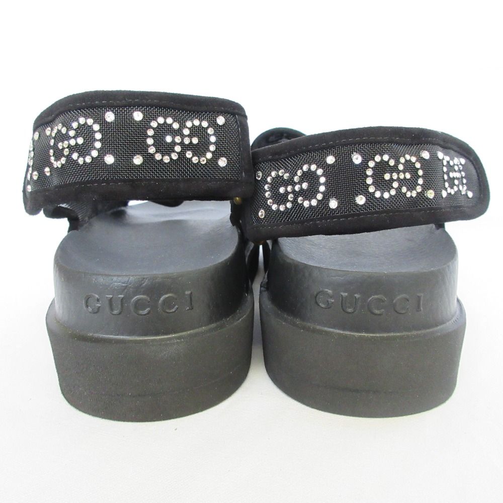 Gucci GG Crystal Mesh Sandals 37 Black — view 3