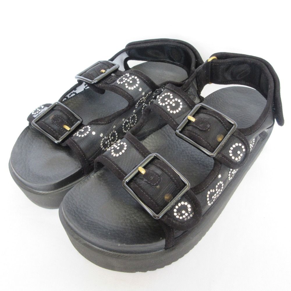 Gucci GG Crystal Mesh Sandals 37 Black