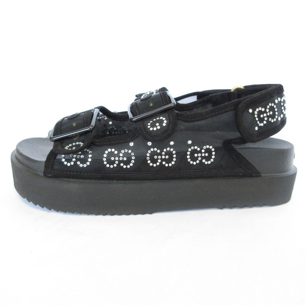 Gucci GG Crystal Mesh Sandals 37 Black — view 2