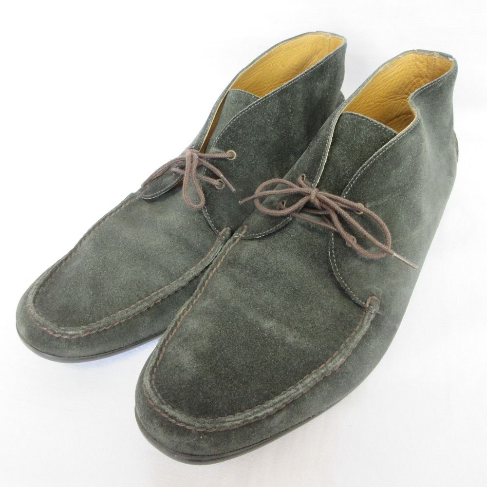 Hermes Suede Leather Chukka Boots 42.5 Green