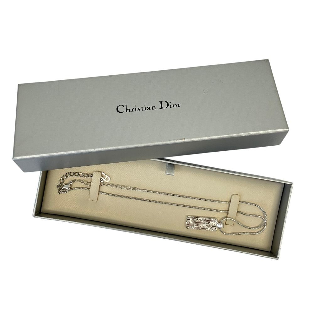 Dior Vintage Trotter Rhinestone Necklace Silver — view 5