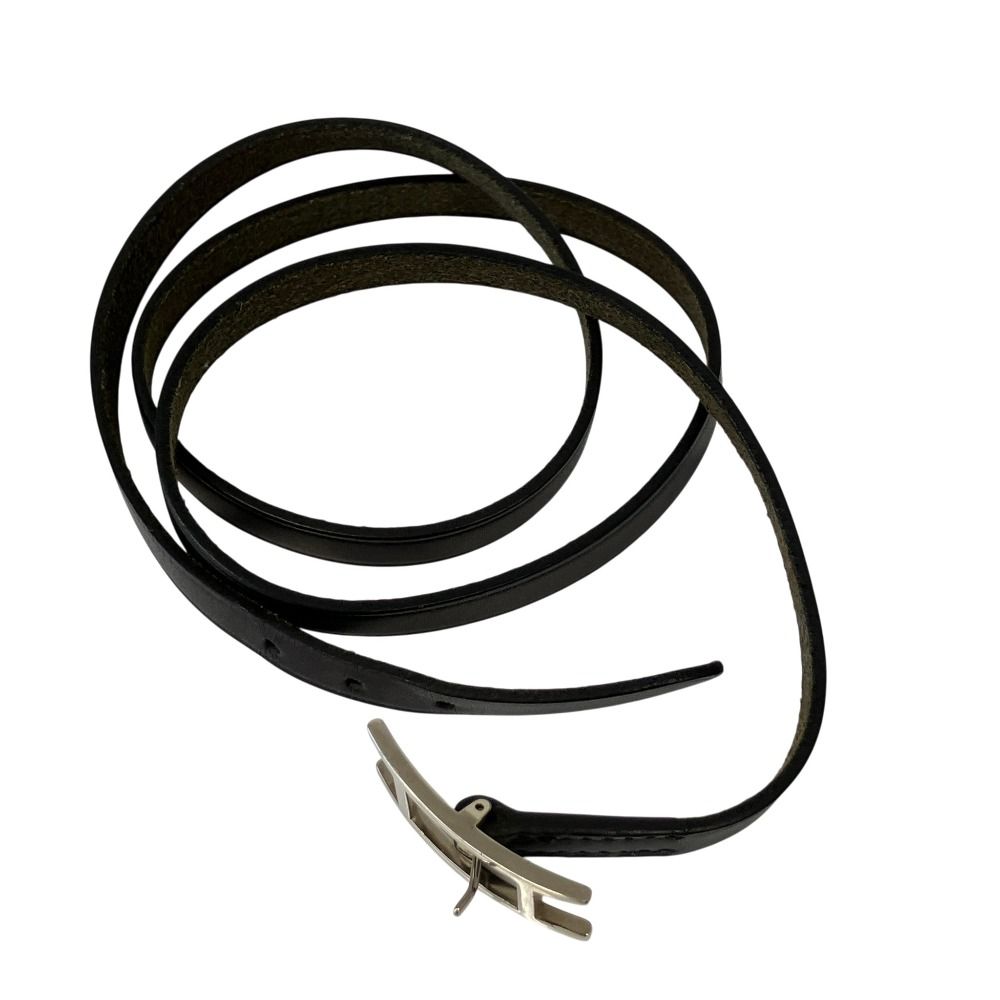 Hermes Hapi 3 Triple Strand Leather Bracelet Black Silver — view 3