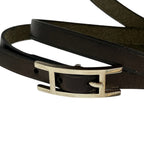 Hermes Hapi 3 Triple Strand Leather Bracelet Black Silver — view 2