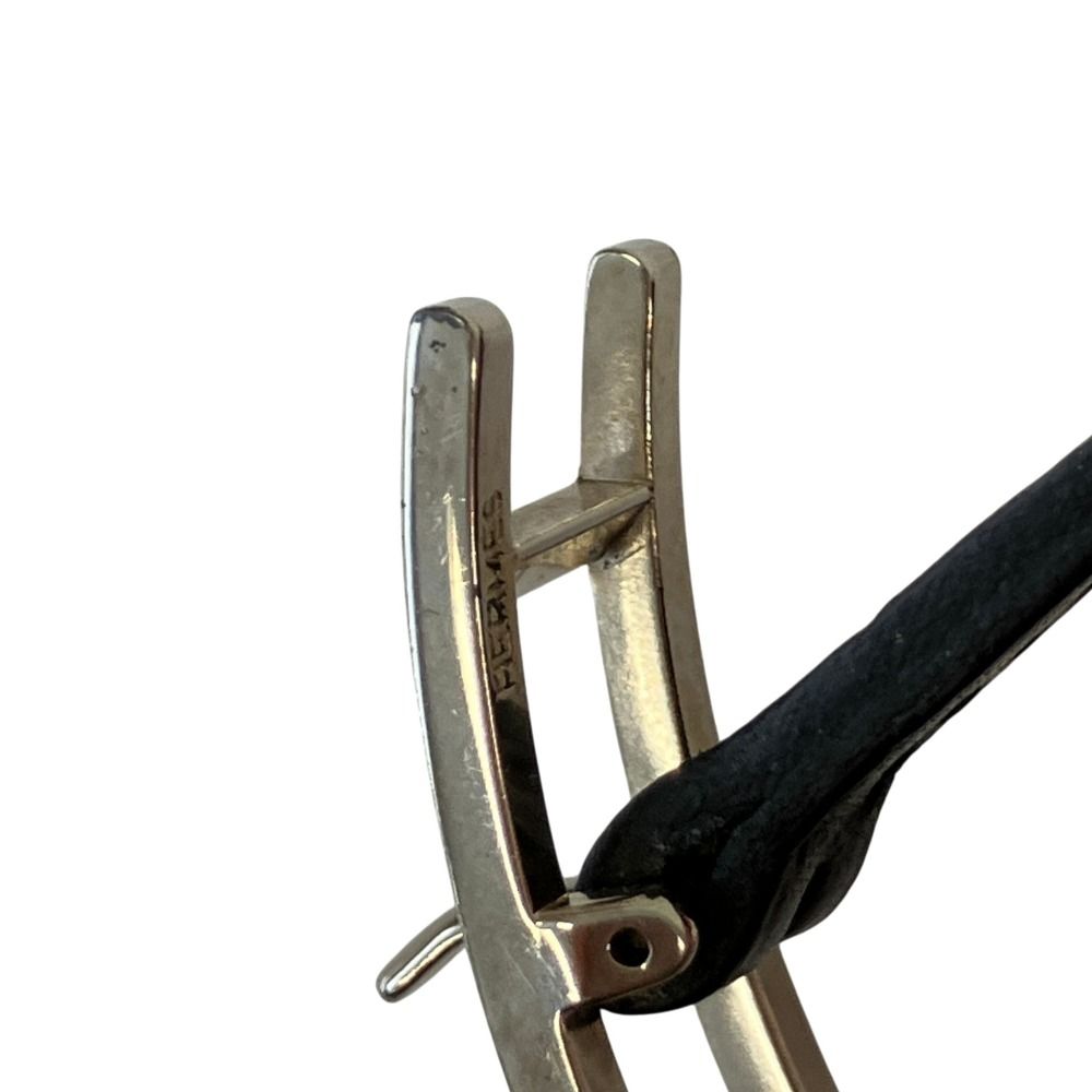 Hermes Hapi 3 Triple Strand Leather Bracelet Black Silver — view 4
