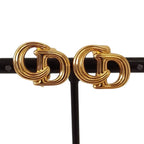 Dior Vintage CD Logo Necklace Earrings Set Gold Plated — view 8
