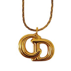 Dior Vintage CD Logo Necklace Earrings Set Gold Plated — view 2