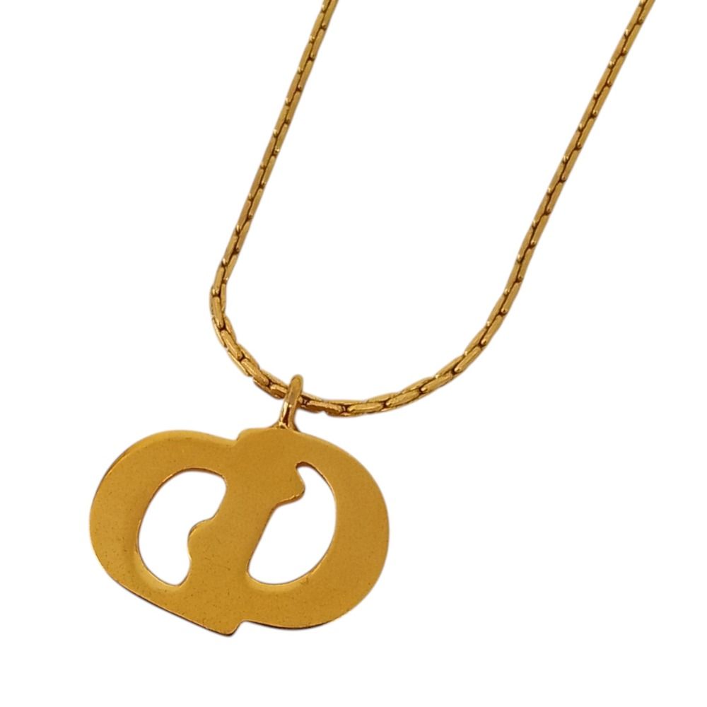 Dior Vintage CD Logo Necklace Earrings Set Gold Plated — view 3