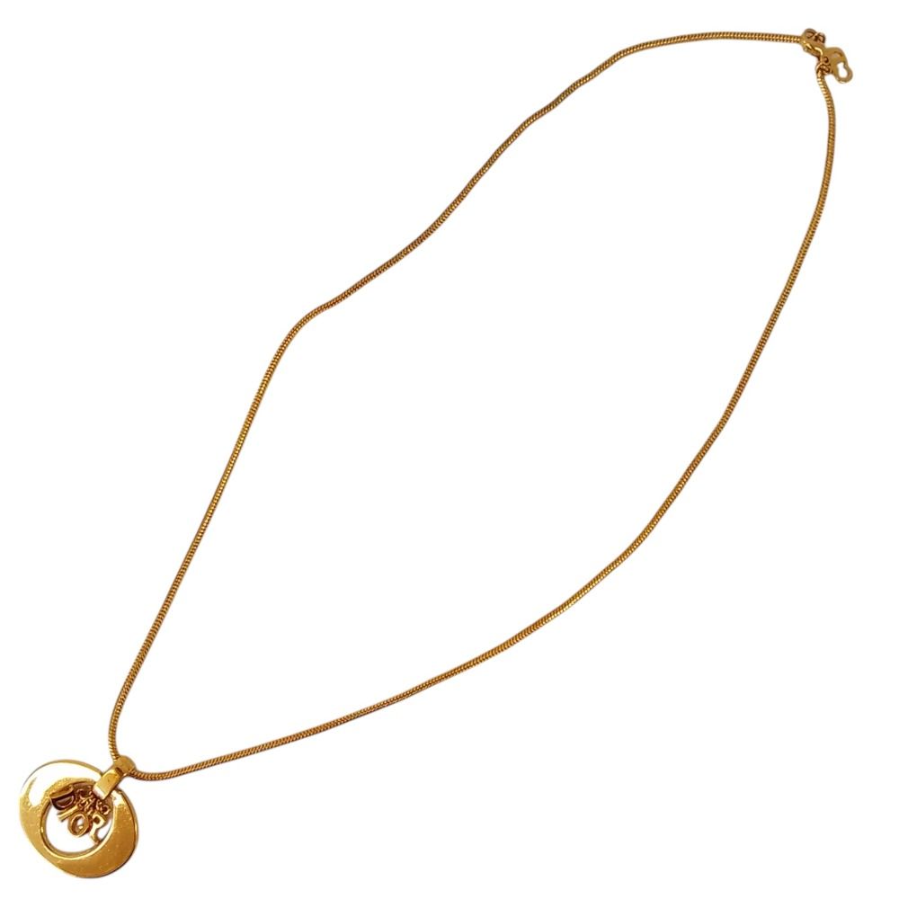 Dior Vintage Logo Snake Chain Necklace Gold Plated — view 5