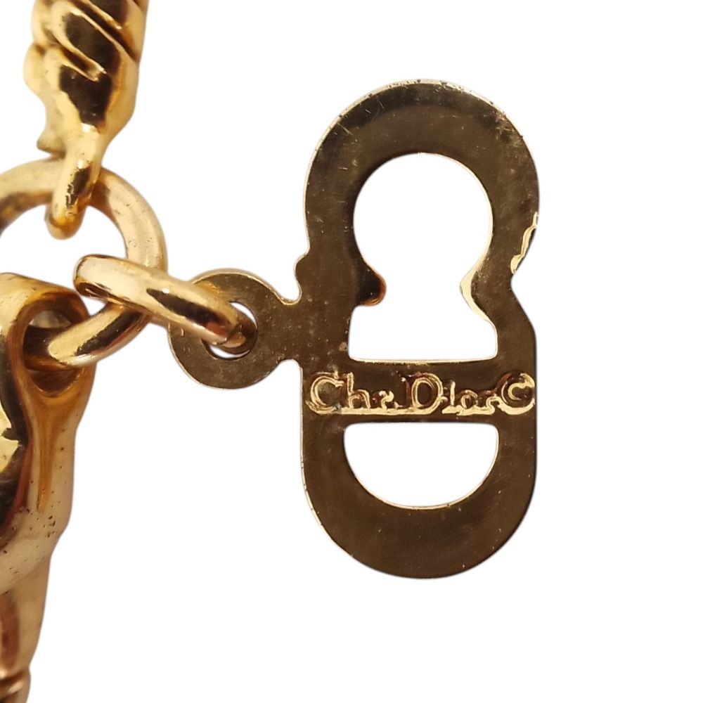 Dior Vintage Logo Snake Chain Necklace Gold Plated — view 8