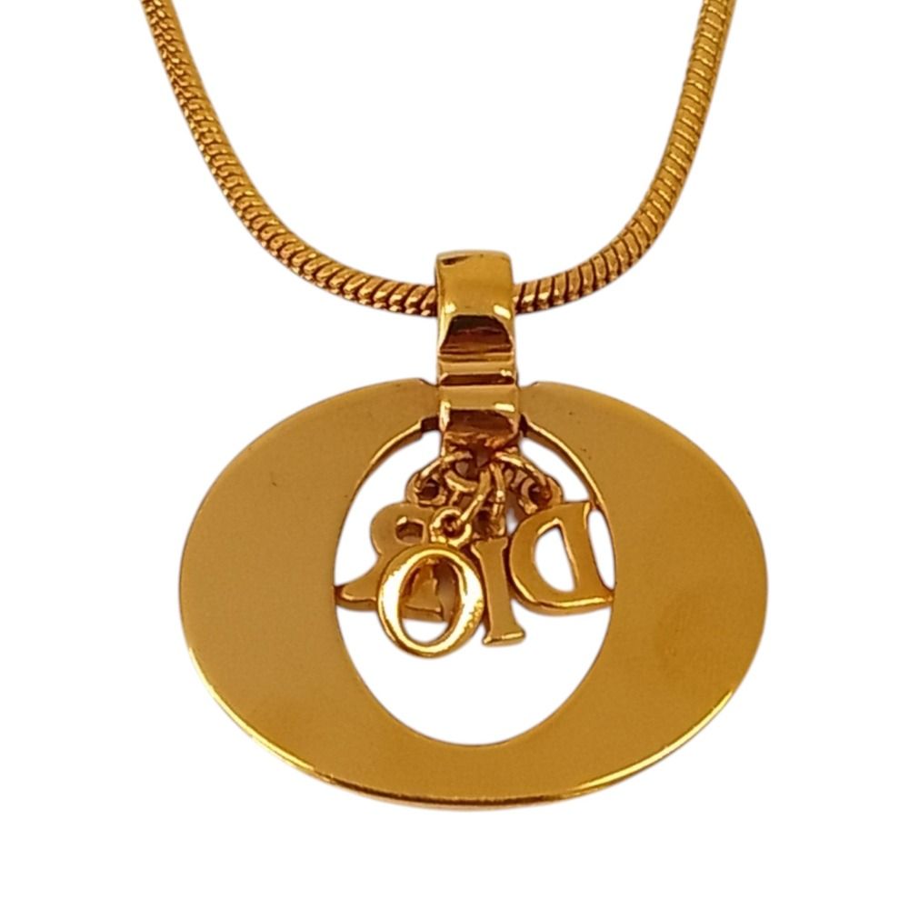 Dior Vintage Logo Snake Chain Necklace Gold Plated — view 2