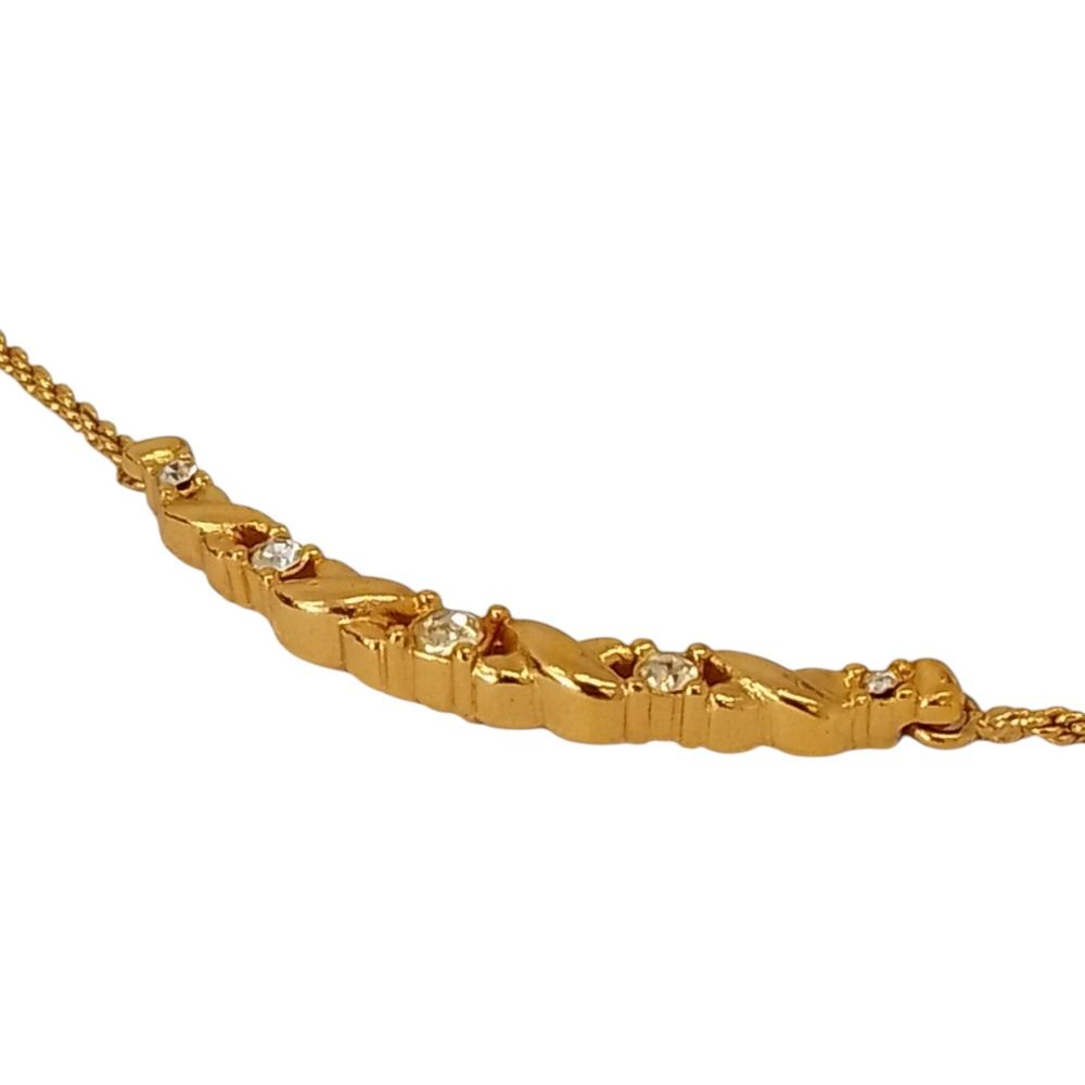 Dior Vintage Rhinestone Chain Necklace Gold Plated — view 4