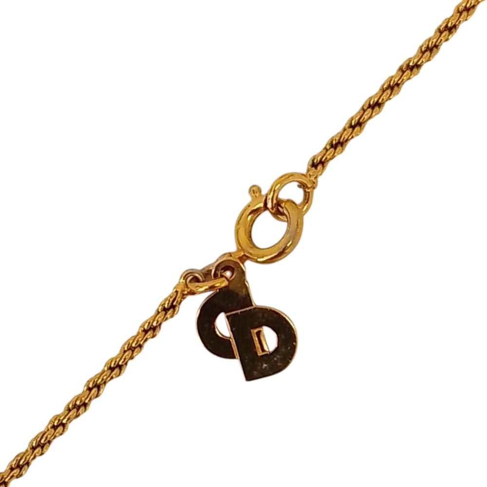 Dior Vintage Rhinestone Chain Necklace Gold Plated — view 6