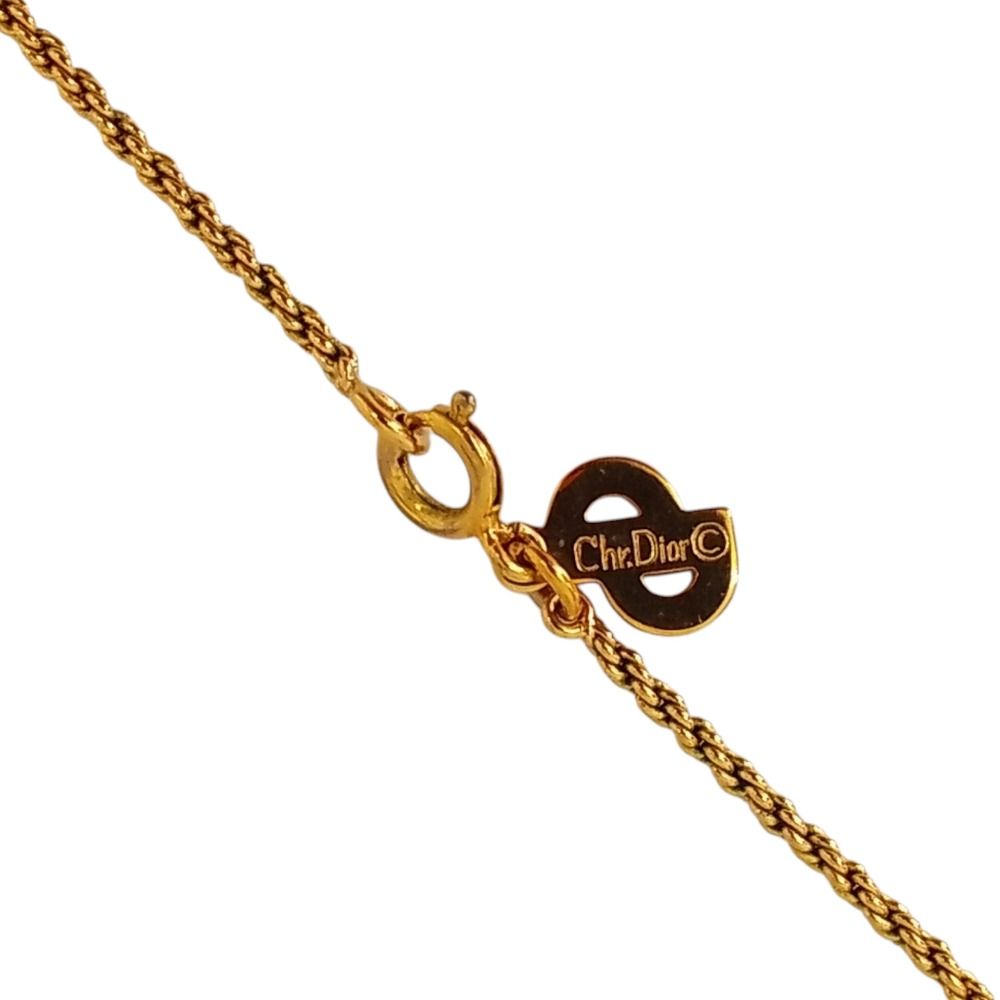 Dior Vintage Rhinestone Chain Necklace Gold Plated — view 7