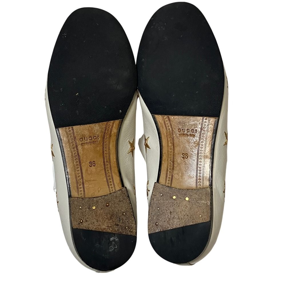 Gucci Star Bi Embroidery Jordan Horsebit Loafers 36 White — view 4