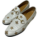 Gucci Star Bi Embroidery Jordan Horsebit Loafers 36 White