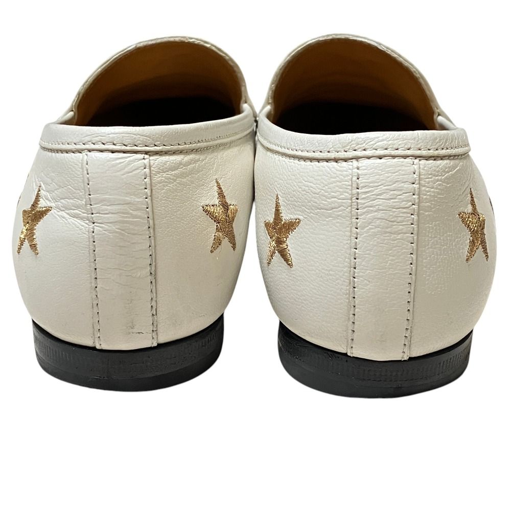 Gucci Star Bi Embroidery Jordan Horsebit Loafers 36 White — view 3