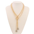 Chanel CC Logo Pearl Necklace Gold