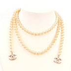 Chanel CC Logo Pearl Necklace Gold — view 2