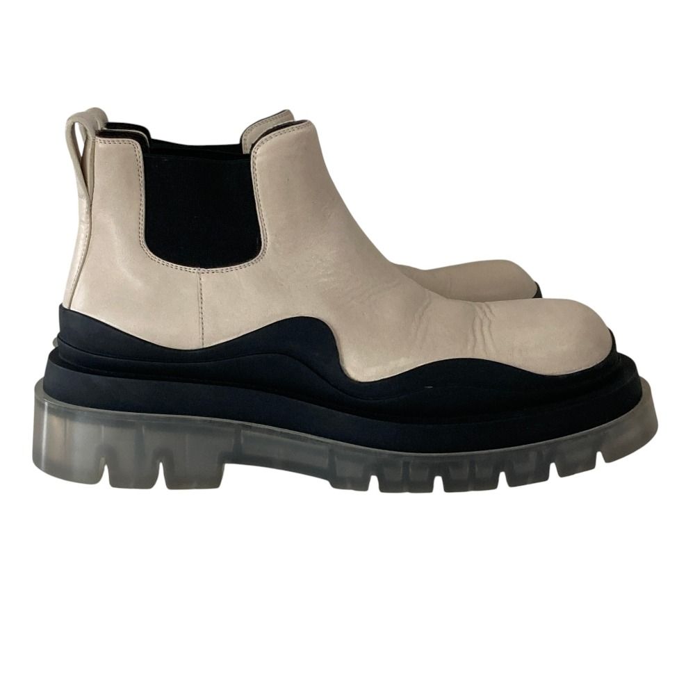 Bottega Veneta Tire Leather Side Gore Chelsea Boots 41 Ivory — view 4