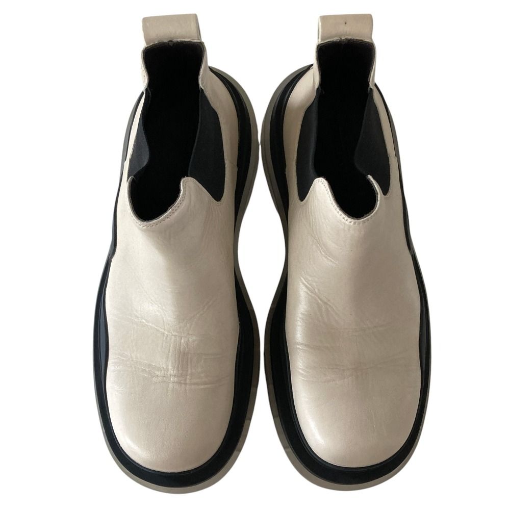 Bottega Veneta Tire Leather Side Gore Chelsea Boots 41 Ivory — view 8