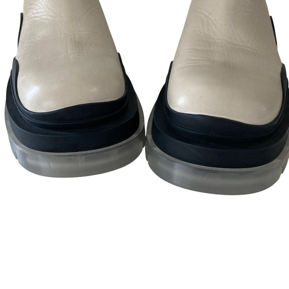 Bottega Veneta Tire Leather Side Gore Chelsea Boots 41 Ivory — view 9