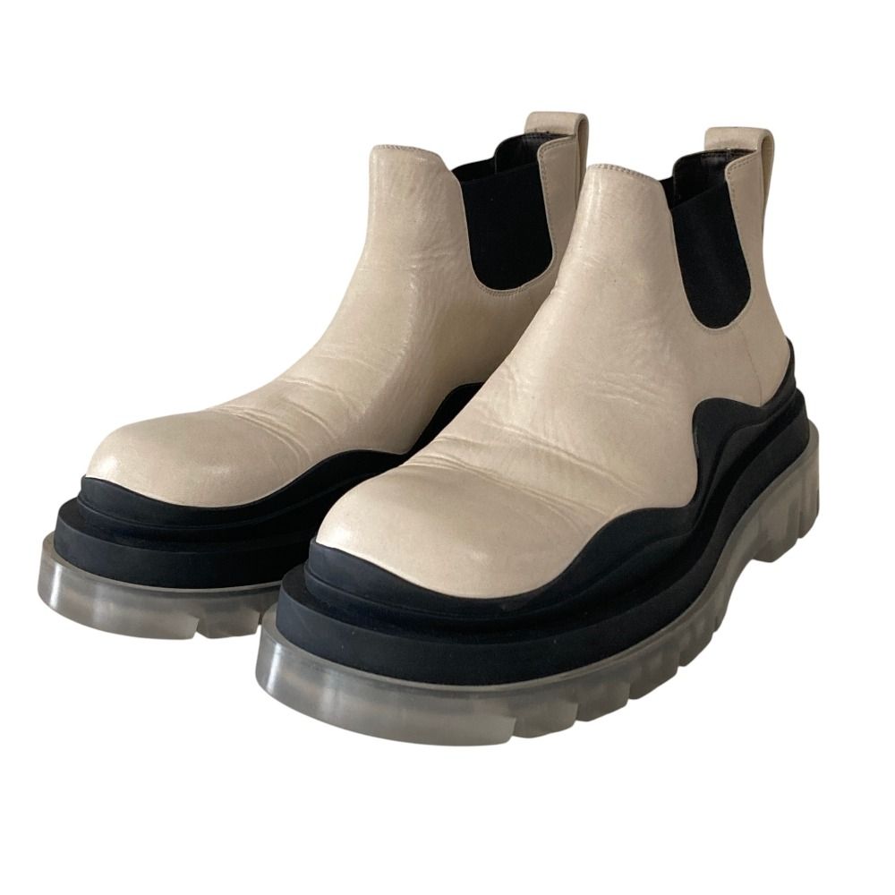 Bottega Veneta Tire Leather Side Gore Chelsea Boots 41 Ivory