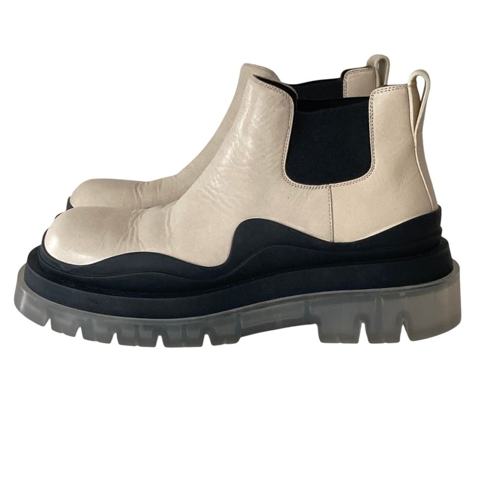 Bottega Veneta Tire Leather Side Gore Chelsea Boots 41 Ivory — view 2